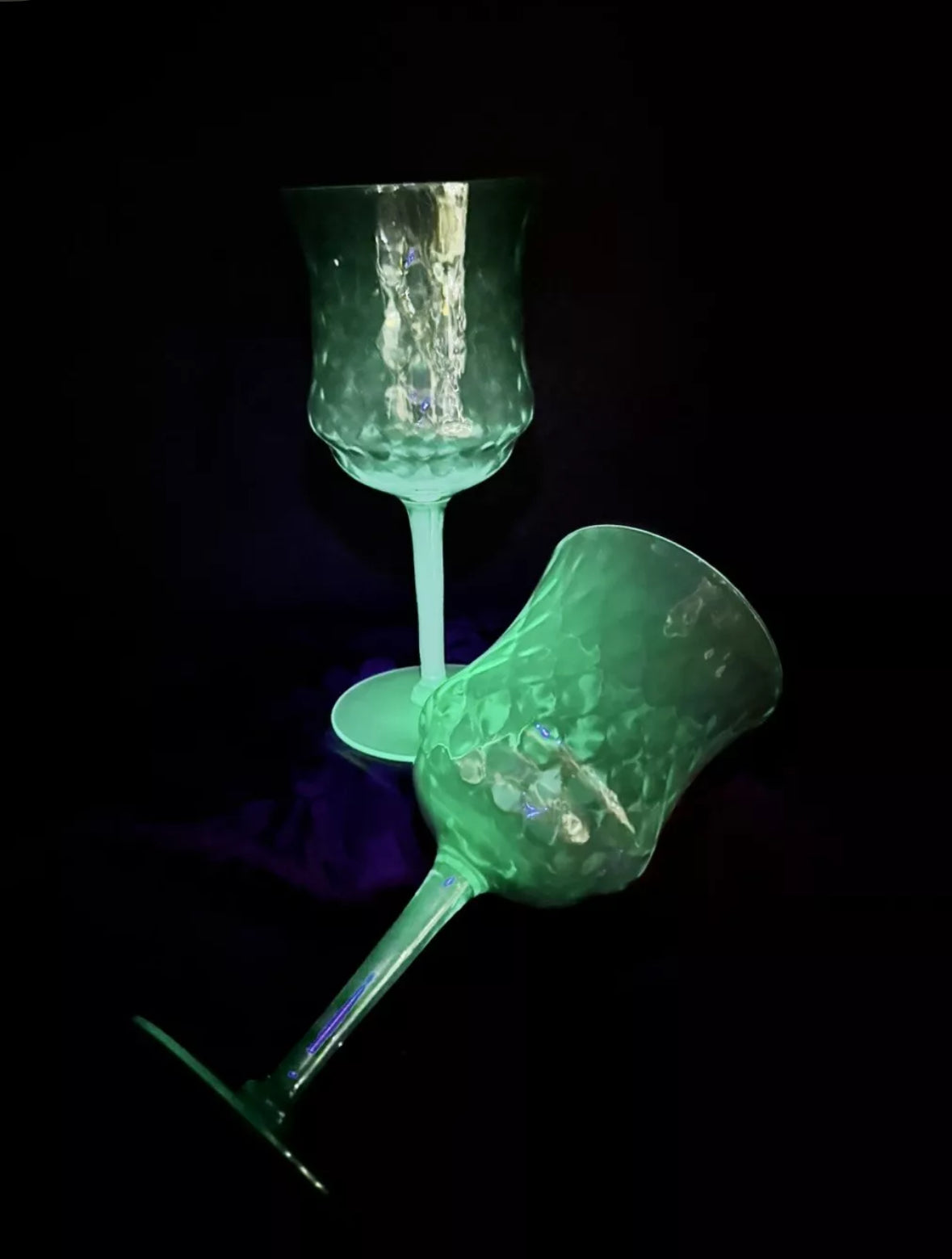 (1) Vintage Tiffin-Franciscan ‘Diamond Optic’ Uranium Wine Glass - 4 Available