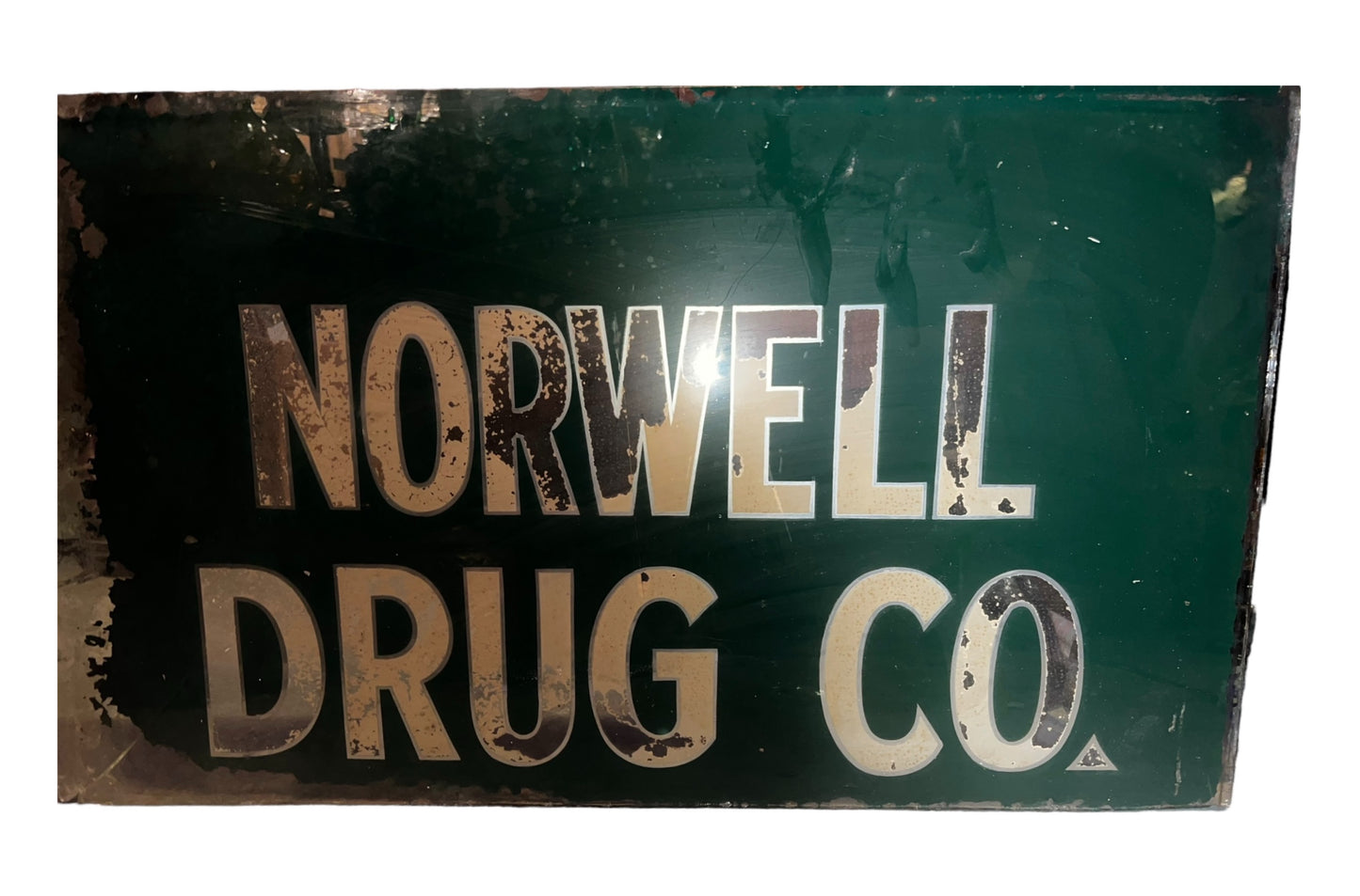 Vintage 1950’s Drug Pharmacy Reverse Painted Glass Advertisement Sign