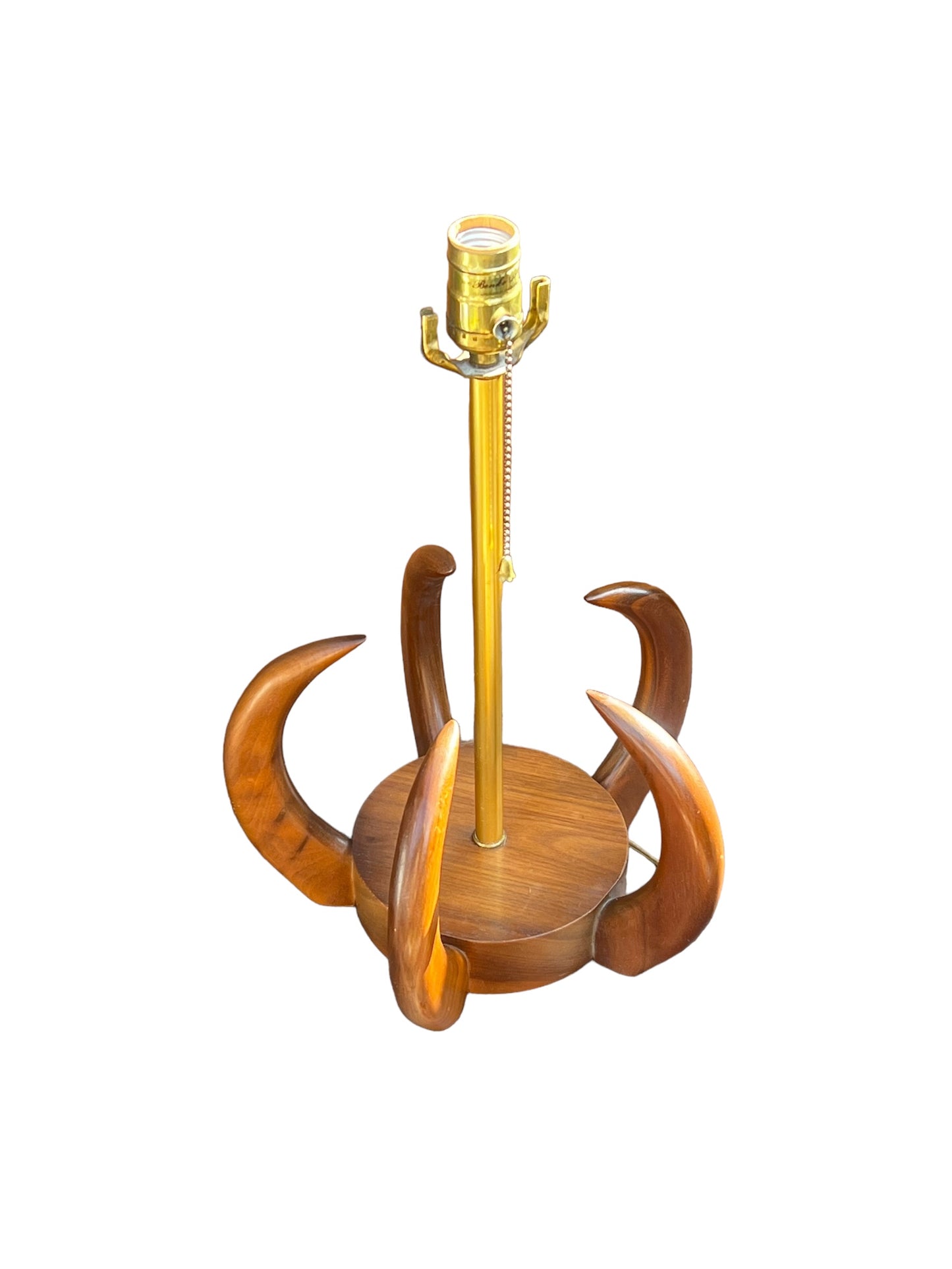 Vintage MCM ‘CLAW’ Teak & Brass Sculptural Table Lamp by VH Woolum, circa 1960’s