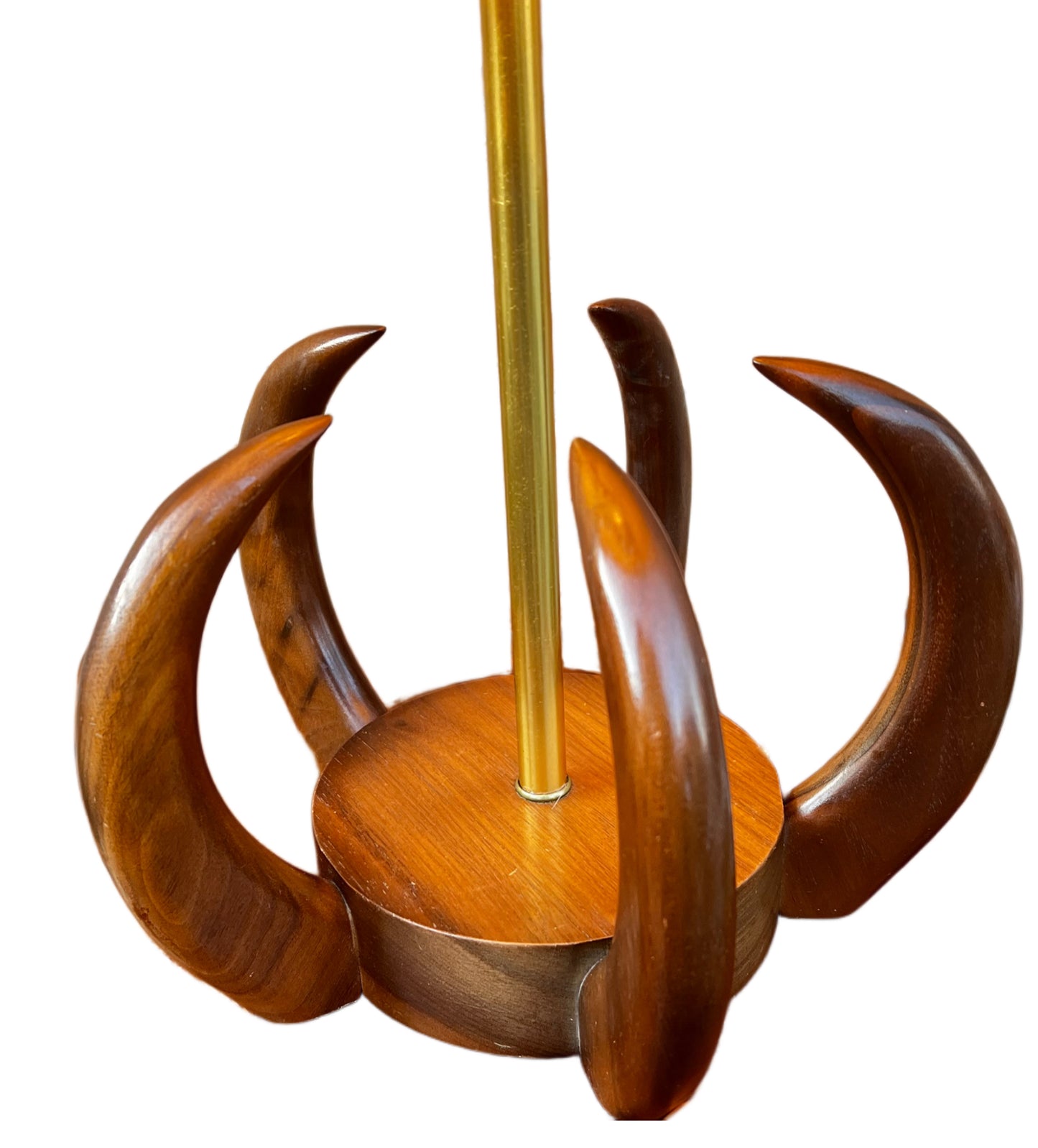 Vintage MCM ‘CLAW’ Teak & Brass Sculptural Table Lamp by VH Woolum, circa 1960’s