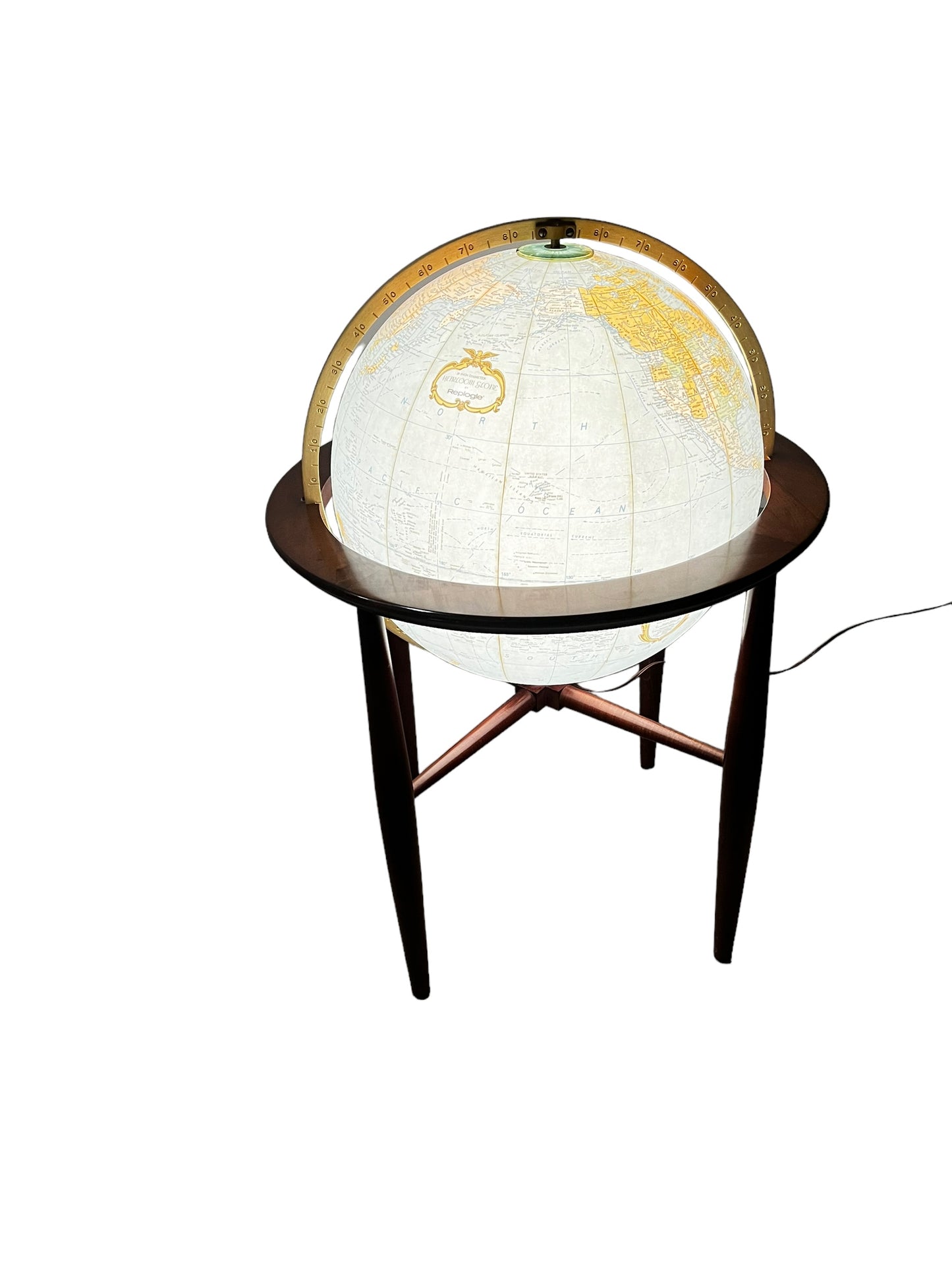 Vintage MCM 20” Replogle Finley Heritage Illuminating Globe on Stand, circa 1960’s