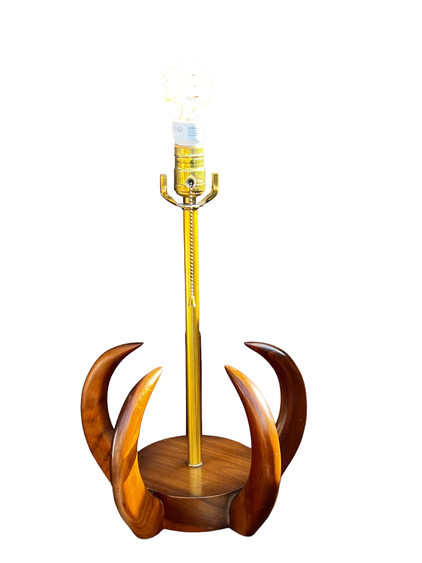 Vintage MCM ‘CLAW’ Teak & Brass Sculptural Table Lamp by VH Woolum, circa 1960’s