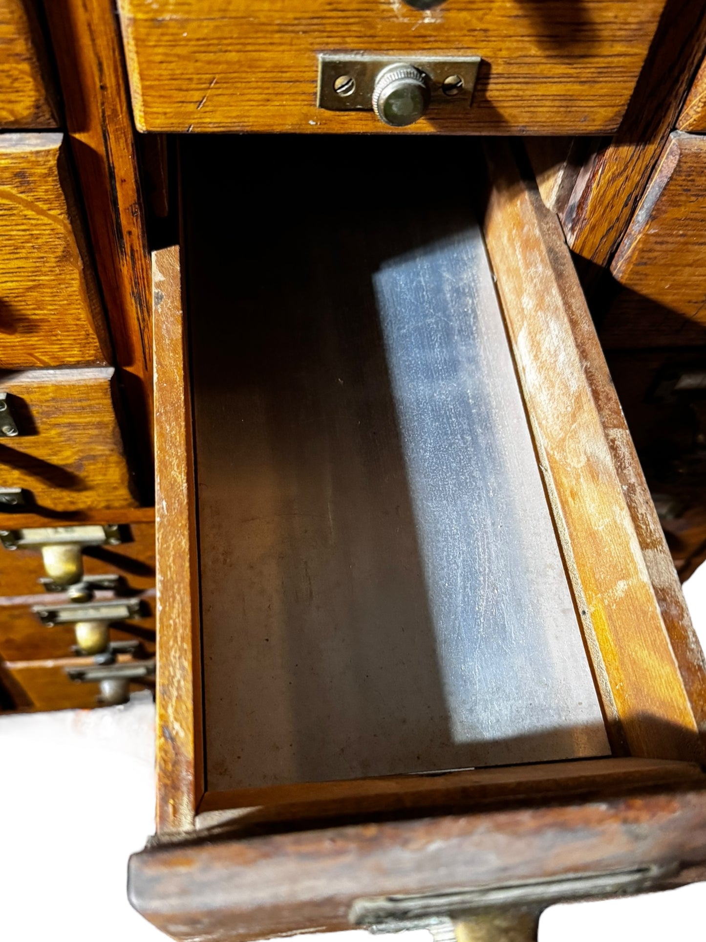 Vintage Mid-Century Quarter Sawn Oak Wooden 30-Drawer Library Card Catalog