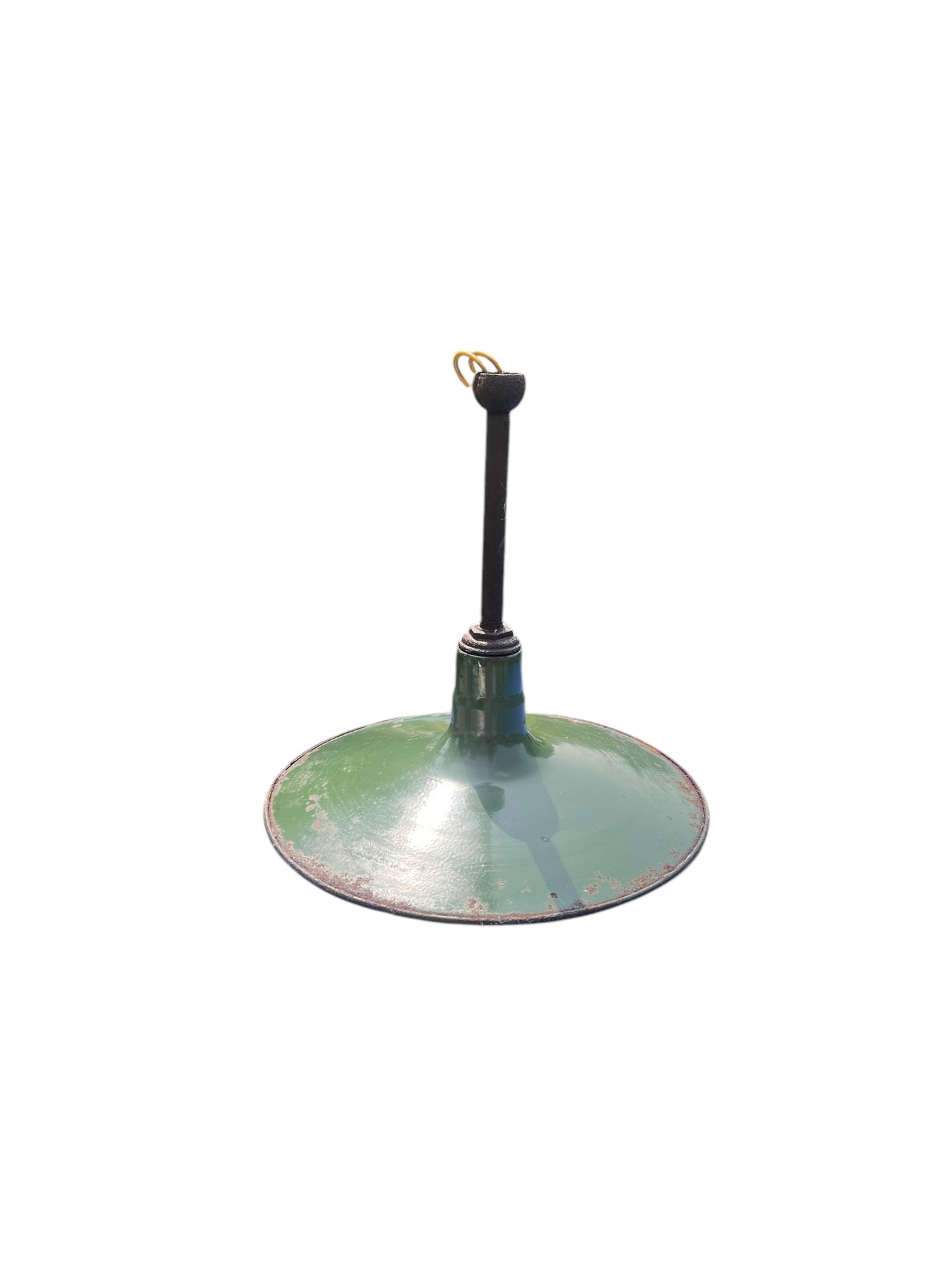 (1) 1920s Green Porcelain Enamel Industrial Light Shade, 16”