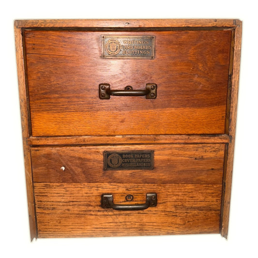 Vintage Chicago Paper Company 2-Drawer Filing Cabinet Card Catalog with Original Hardware, ca. 1960’s