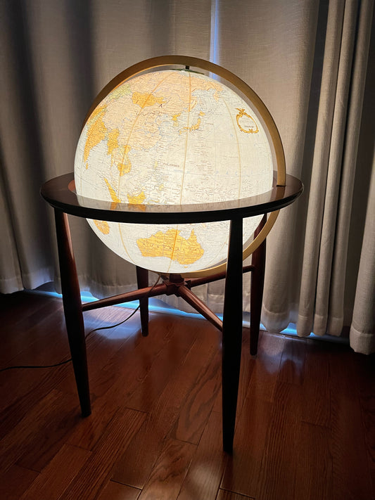 Vintage MCM 20” Replogle Finley Heritage Illuminating Globe on Stand, circa 1960’s