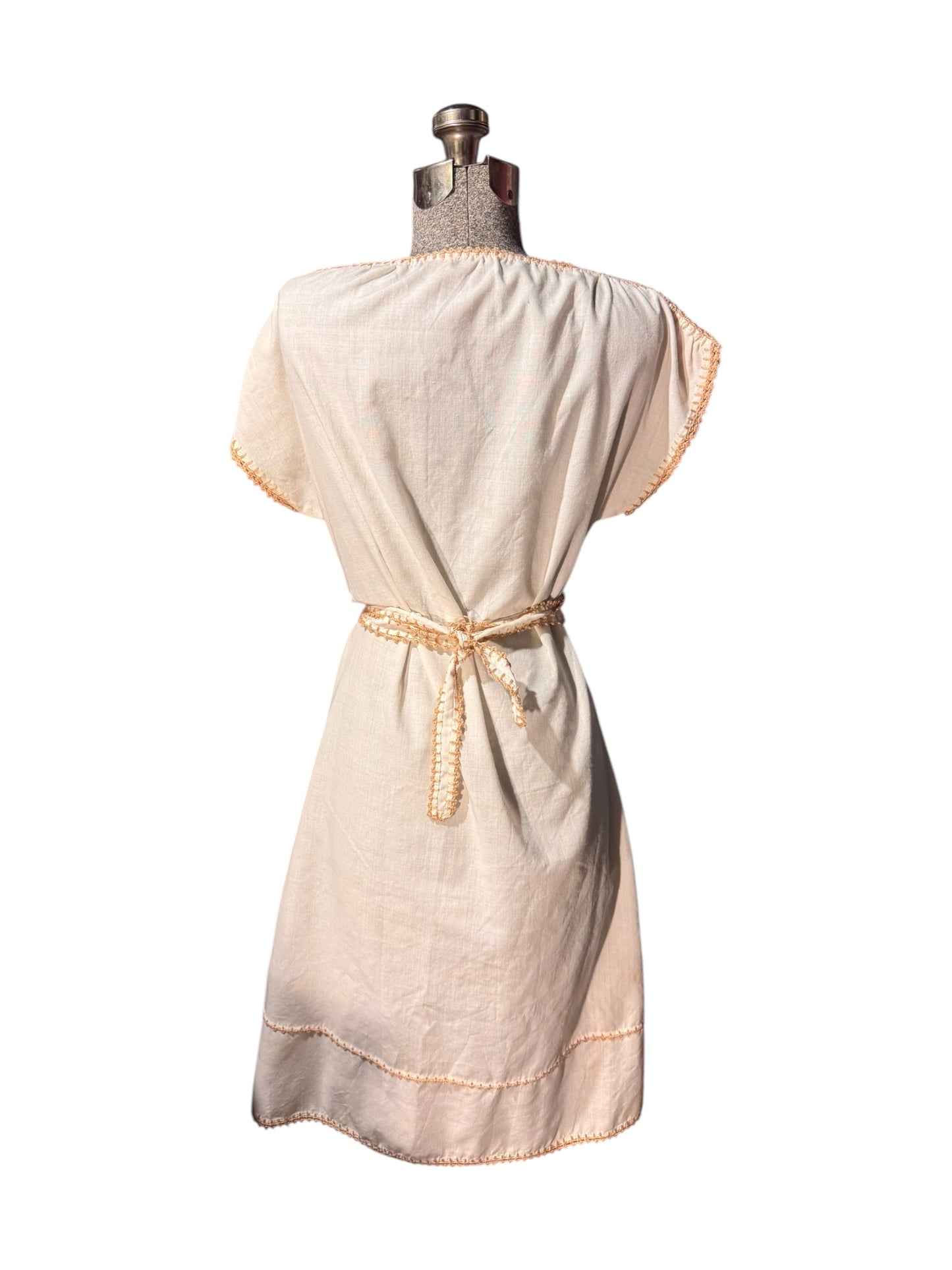 1960’s Embroidered Shirt Dress with Matching Belt Tie