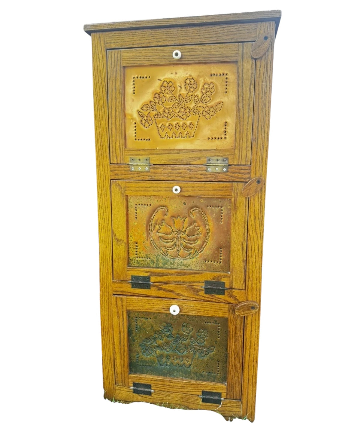 Antique Pie Safe with (3) Punched Copper Doors & Locks, circa 1800’s