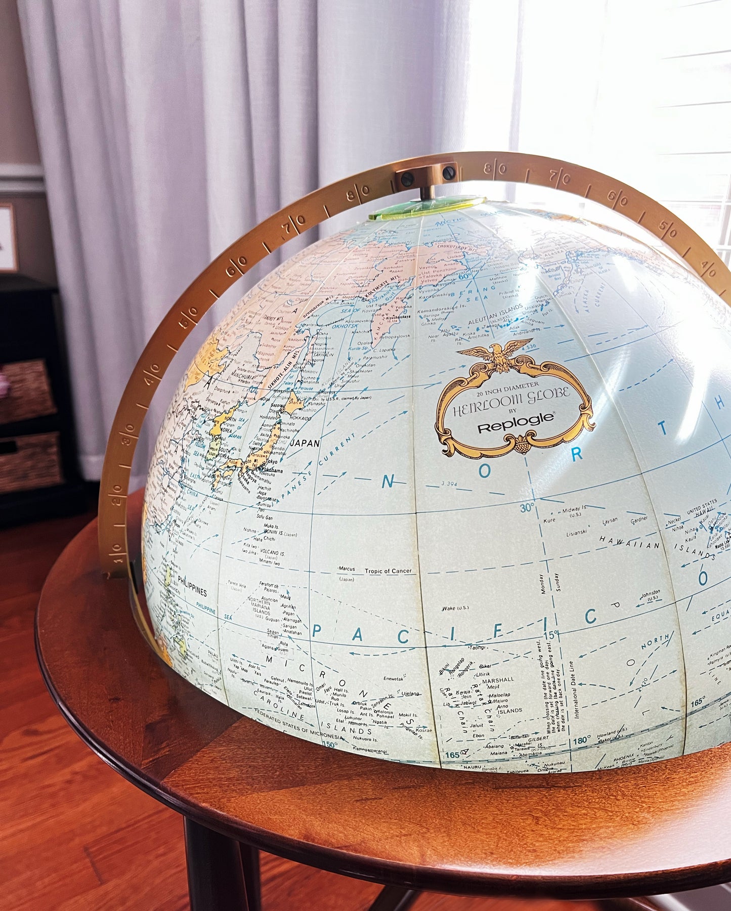 Vintage MCM 20” Replogle Finley Heritage Illuminating Globe on Stand, circa 1960’s