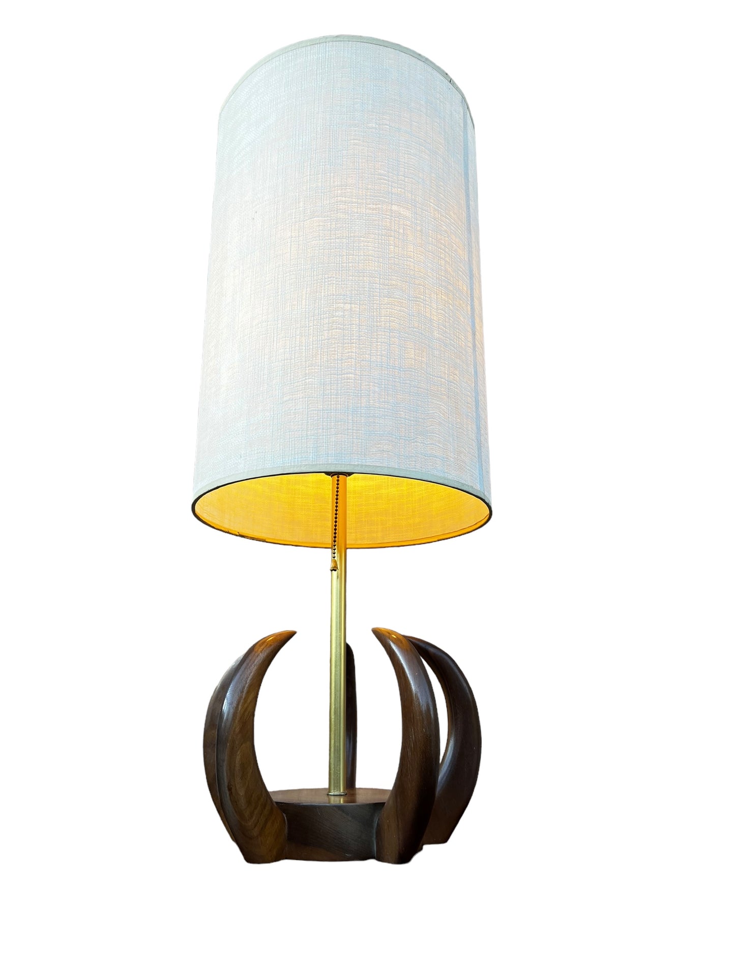 Vintage MCM ‘CLAW’ Teak & Brass Sculptural Table Lamp by VH Woolum, circa 1960’s