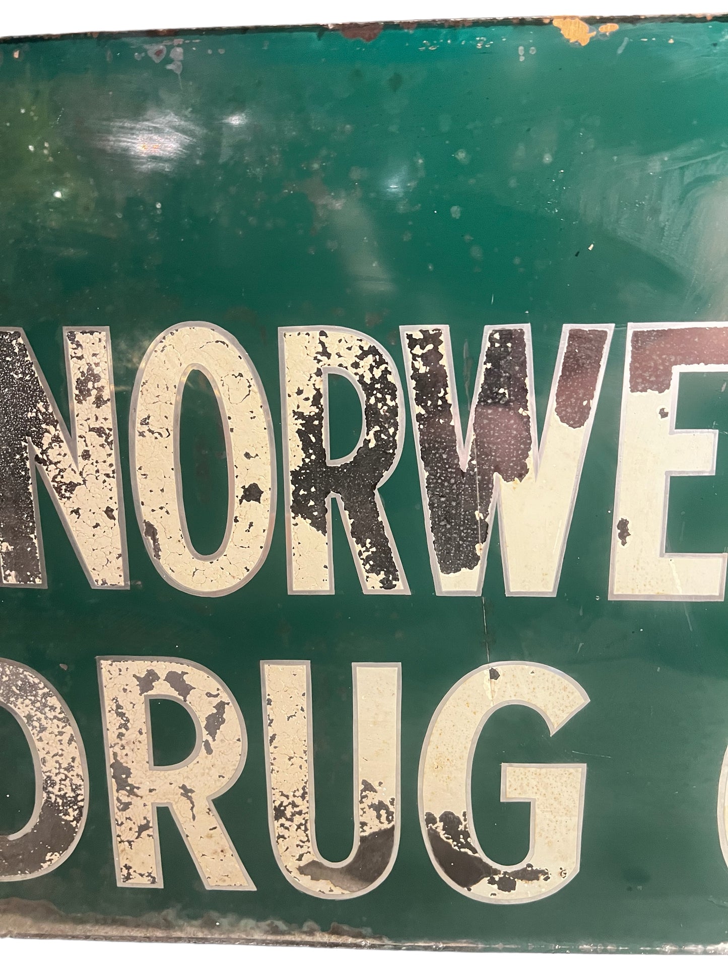 Vintage 1950’s Drug Pharmacy Reverse Painted Glass Advertisement Sign