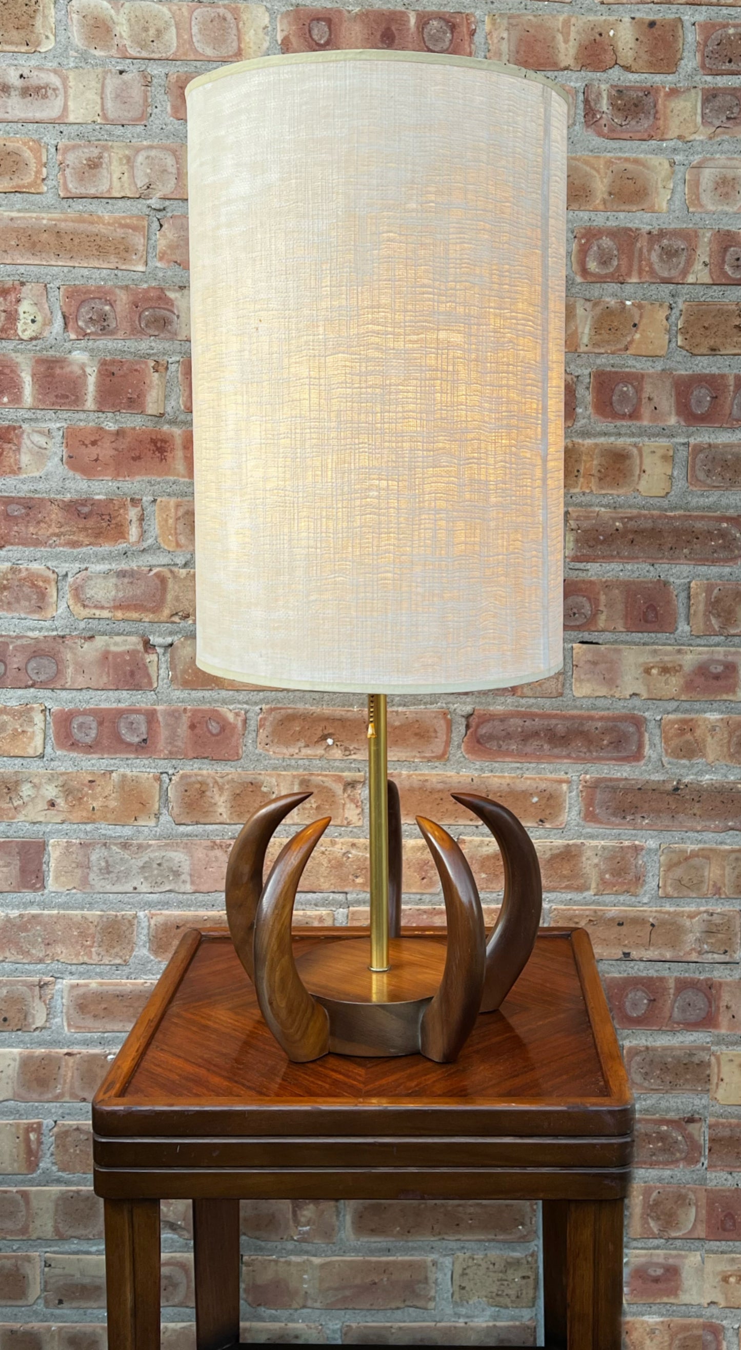 Vintage MCM ‘CLAW’ Teak & Brass Sculptural Table Lamp by VH Woolum, circa 1960’s