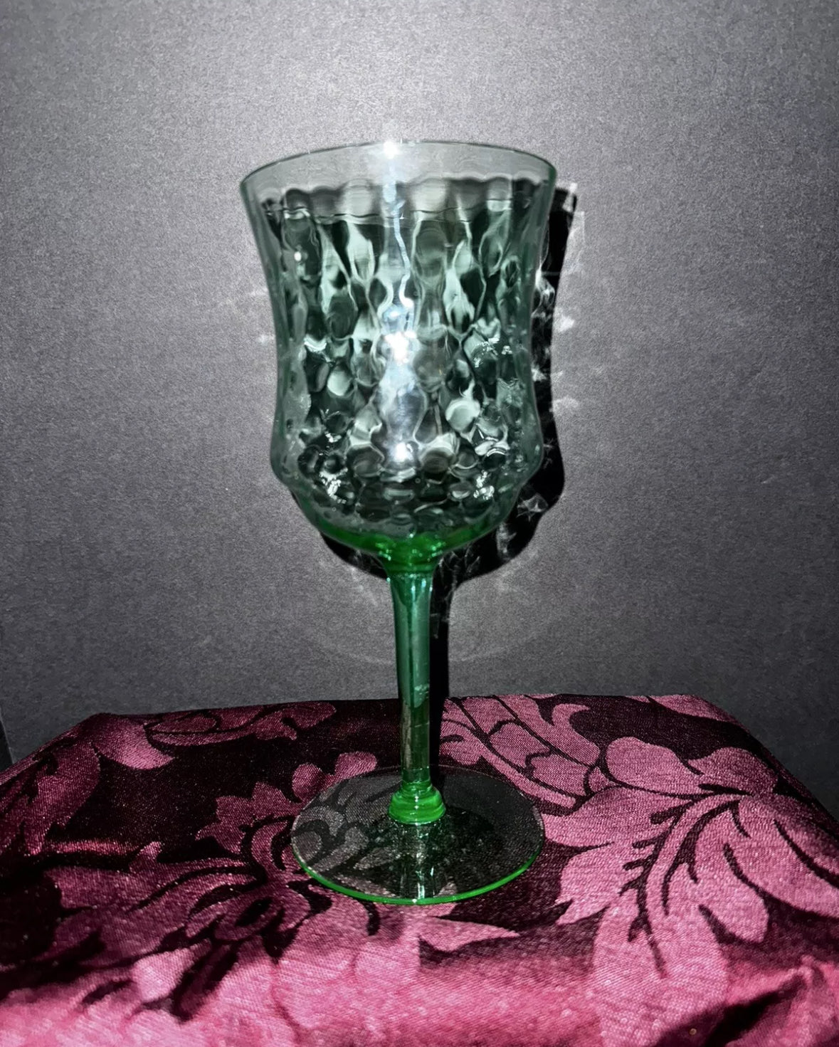 (1) Vintage Tiffin-Franciscan ‘Diamond Optic’ Uranium Wine Glass - 4 Available