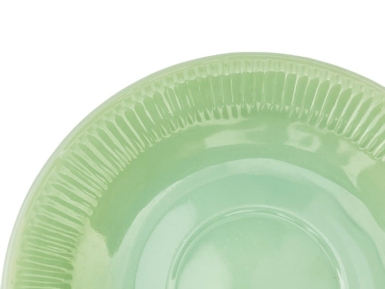 (1) Vintage FireKing ‘Jane Ray’ Patterned Jadeite Saucer by Anchor Hocking - Up to 6 Available