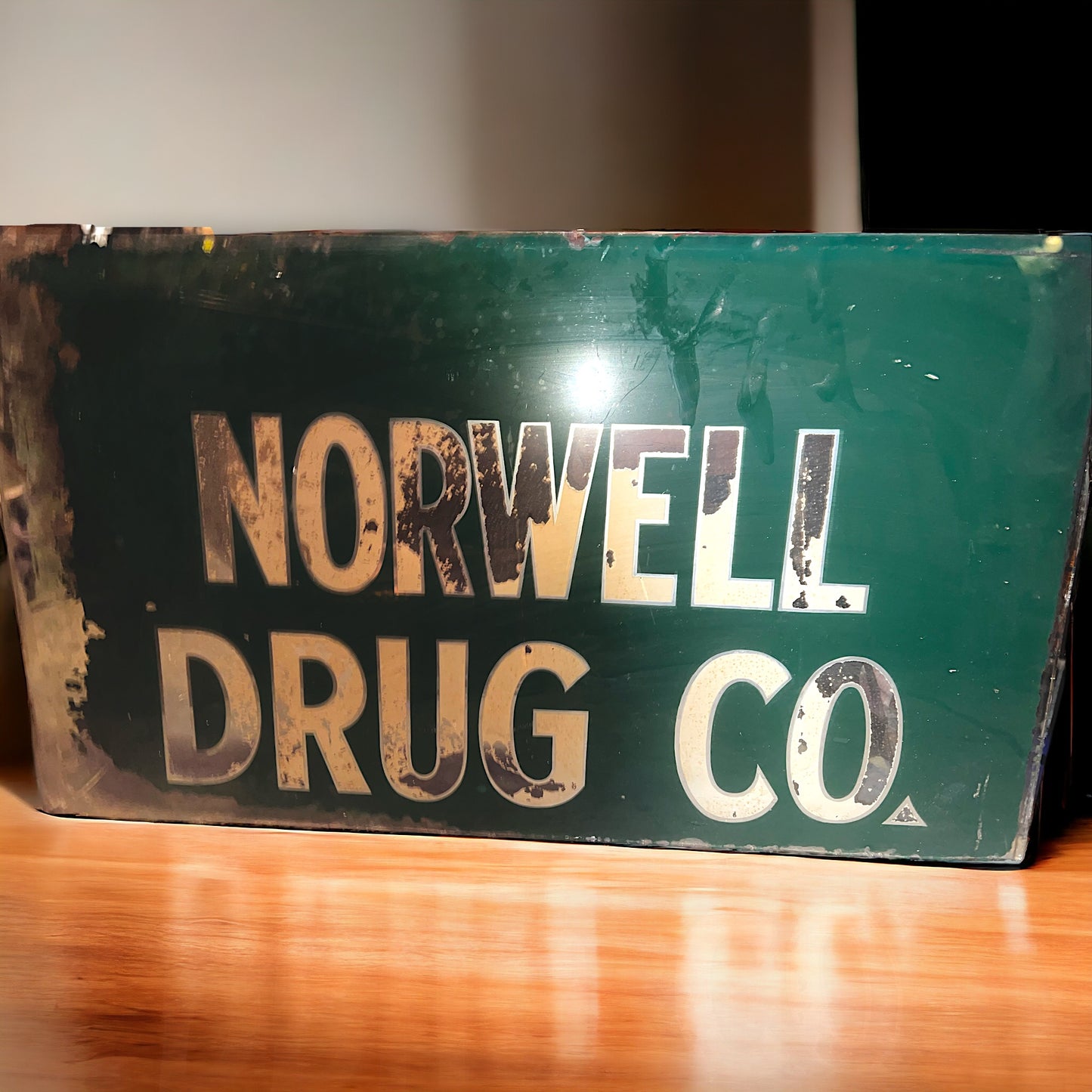 Vintage 1950’s Drug Pharmacy Reverse Painted Glass Advertisement Sign