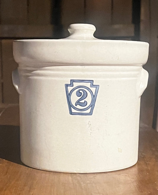 Vintage Pfaltzgraff Keystone #2 Lidded Ceramic Crock Canister & Storage Jar