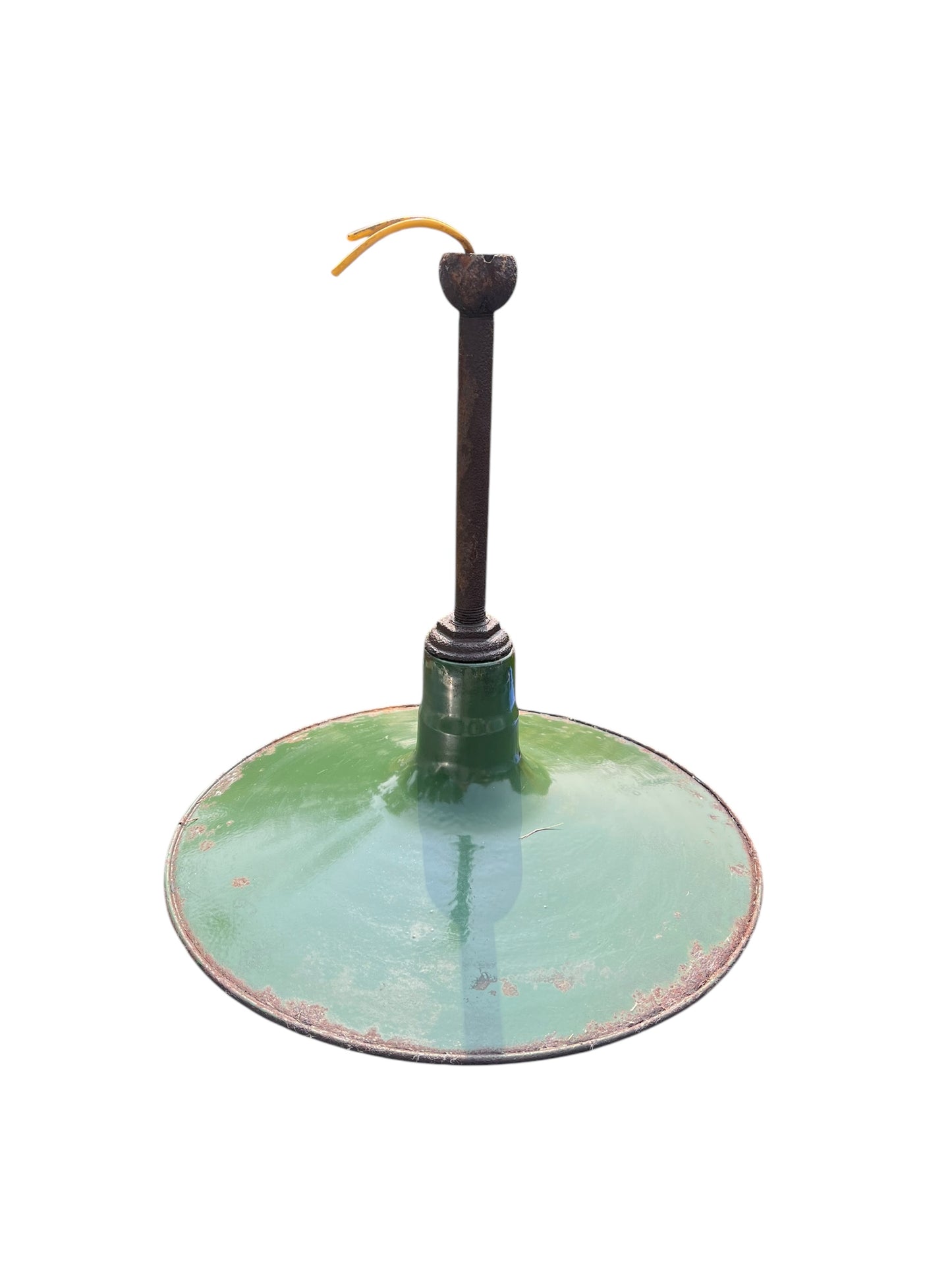 (1) 1920s Green Porcelain Enamel Industrial Light Shade, 16”