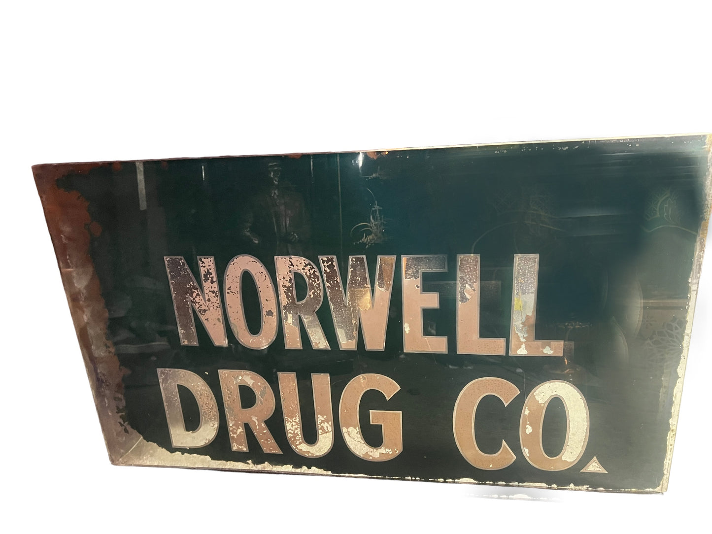 Vintage 1950’s Drug Pharmacy Reverse Painted Glass Advertisement Sign