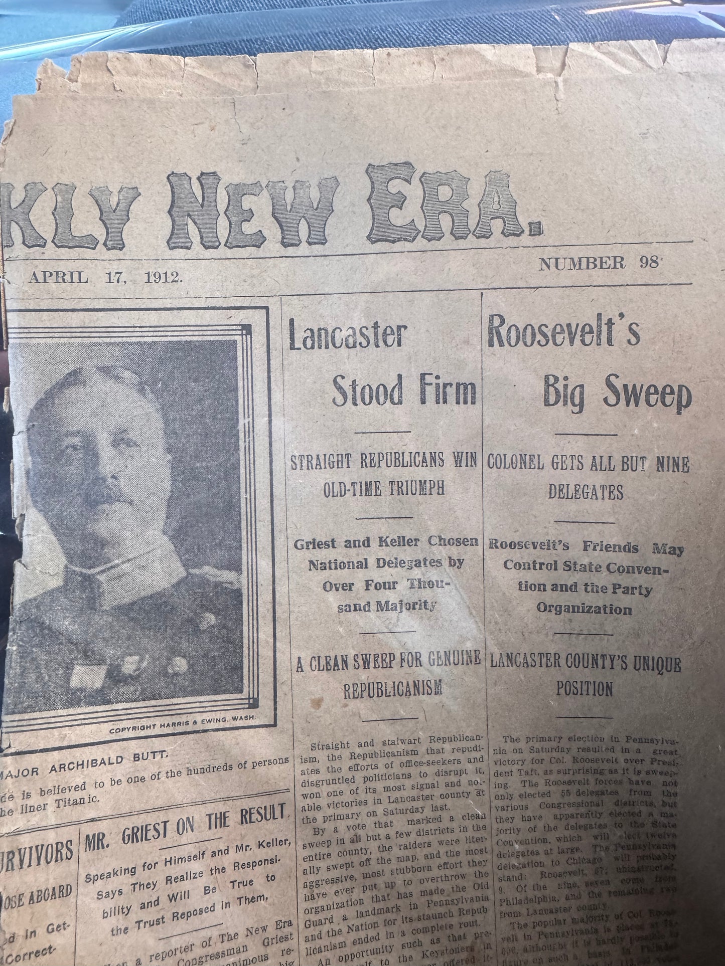 Authentic April 17, 1912 Titanic Newspaper: “MORE THAN 1,300 LIVES LOST AS THE LINER TITANIC SANK”