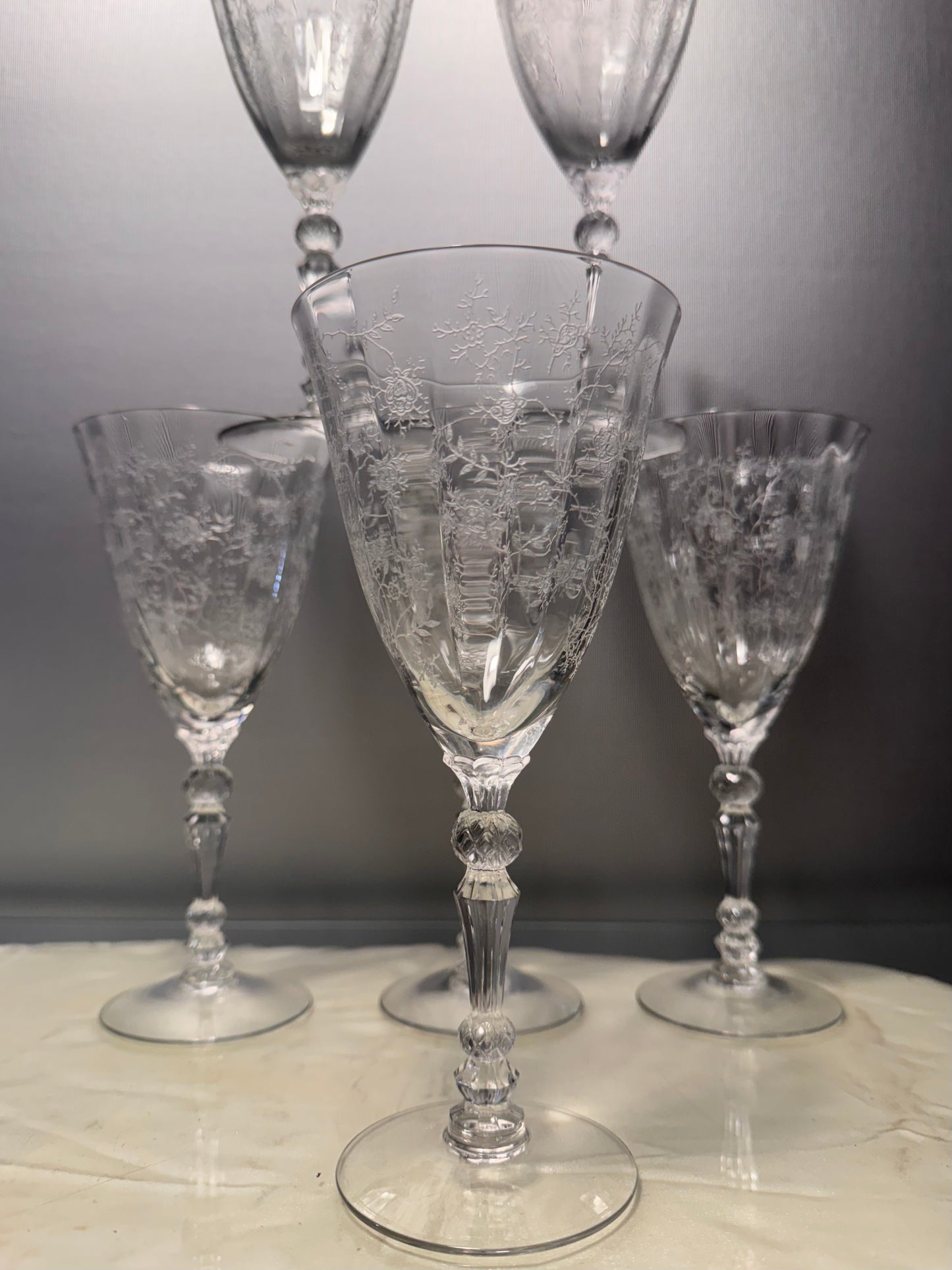 Fostoria ‘Chintz’ Etched Water Goblet Glasses, Set of 2 - Multiple Available