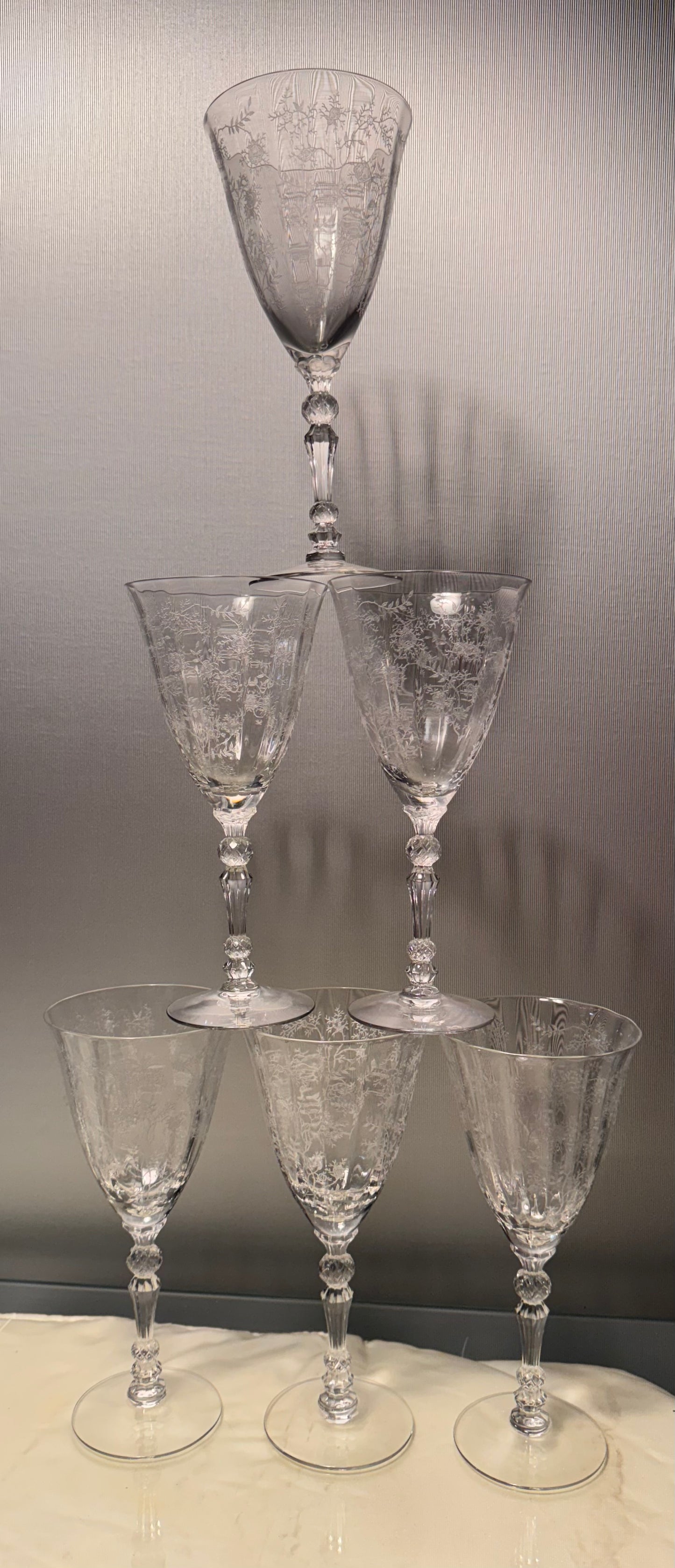 Fostoria ‘Chintz’ Etched Water Goblet Glasses, Set of 2 - Multiple Available