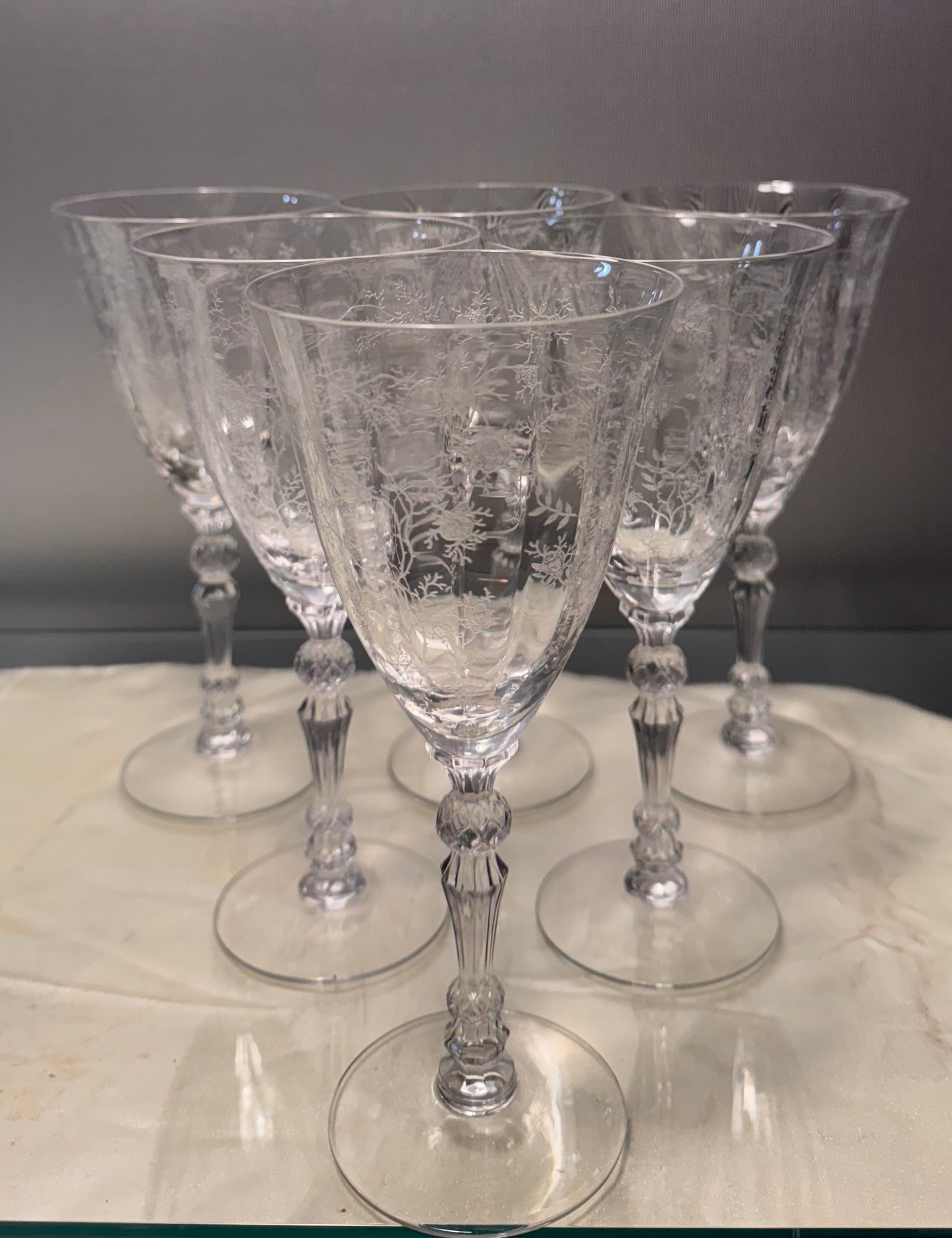 Fostoria ‘Chintz’ Etched Water Goblet Glasses, Set of 2 - Multiple Available